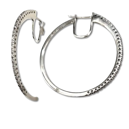 Orecchini cerchio oro bianco con diamanti, eleganza per donne moderne