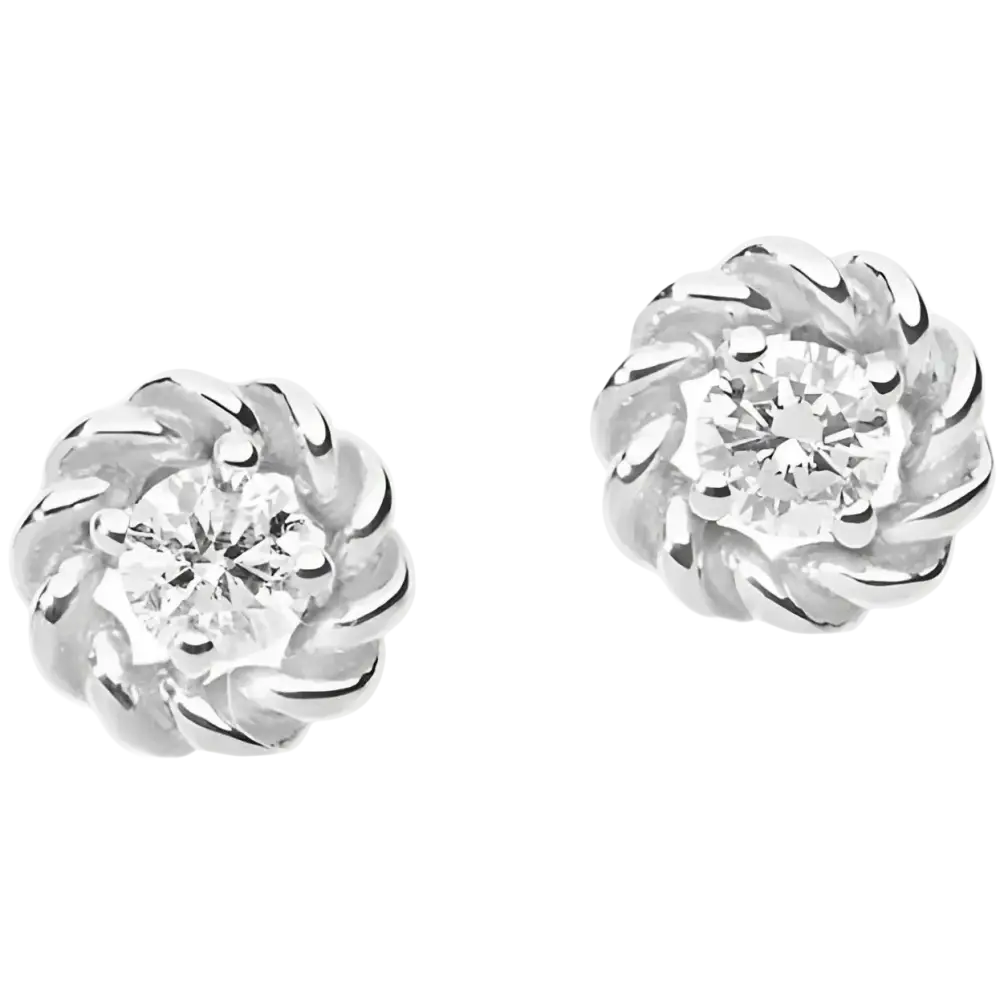 Orecchini COMETE Oro e Diamanti Punto Luce ORB 873 con diamante centrale e design a intreccio