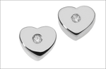 Orecchini a cuore Comete in argento lucidato con diamante centrale