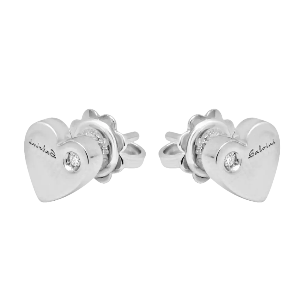 Orecchini Cuore Oro Bianco e Diamanti Salvini con cuori in argento e diamanti