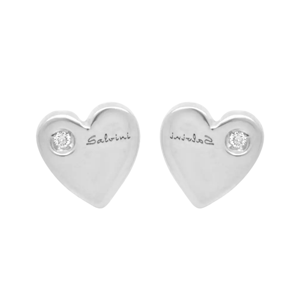 Orecchini Cuore Oro Bianco e Diamanti Salvini con cuore in argento e diamanti