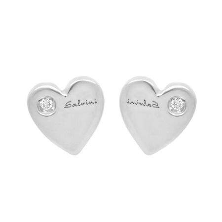 Orecchini Cuore Oro Bianco e Diamanti Salvini con cuore in argento e diamanti