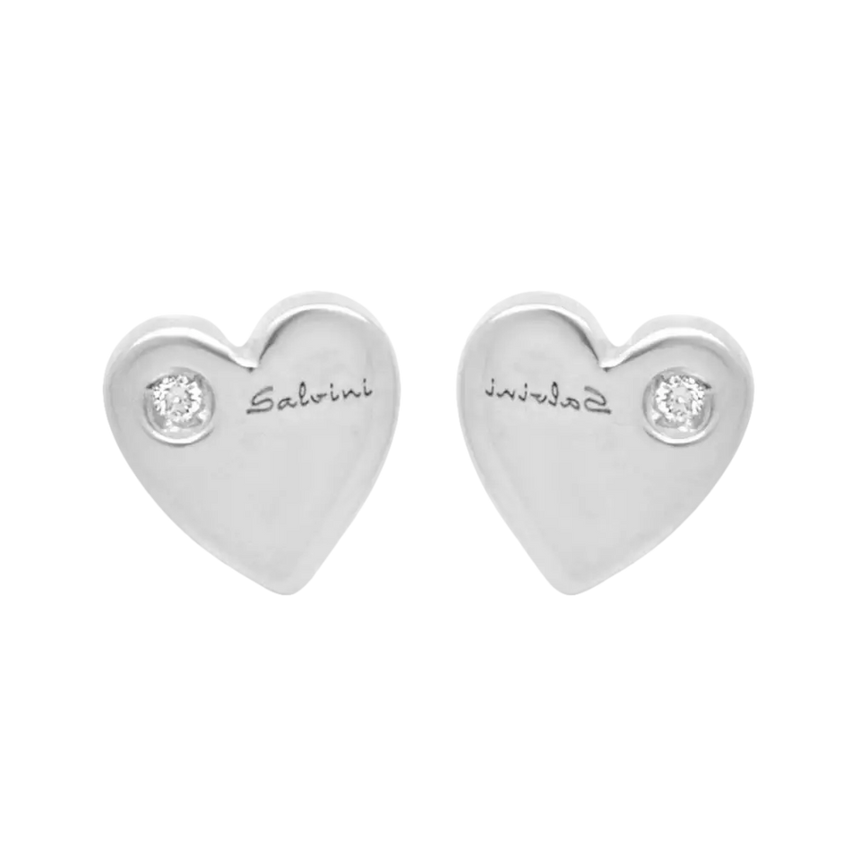 Orecchini Cuore Oro Bianco e Diamanti Salvini con cuore in argento e diamanti