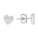 Orecchini cuore in oro bianco con diamanti e pendenti a forma di cuore argentati