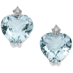 Orecchini cuore in acquamarina e diamanti in oro bianco fantasia di topazio