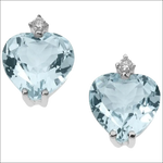 Orecchini cuore in acquamarina e diamanti in oro bianco fantasia di topazio