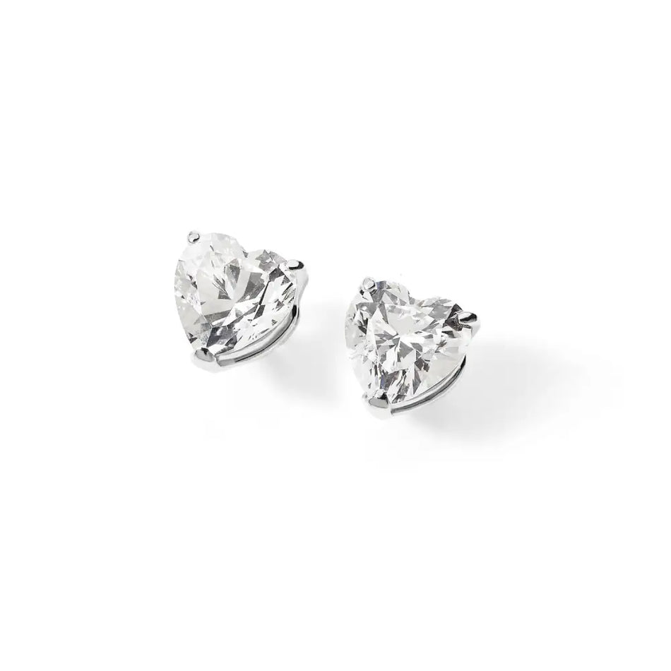 Orecchini Cuore Zirconi Oro Bianco AMBROSIA AOZ 351 |bonini-gioielli