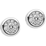 Orecchini Diamanti Pavé COMETE GIOIELLI con diamanti tondi in oro bianco e halo di pavé