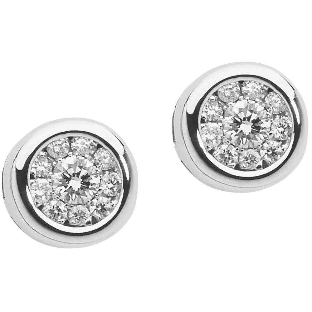 Orecchini Diamanti Pavé COMETE GIOIELLI con diamanti tondi in oro bianco e halo di pavé