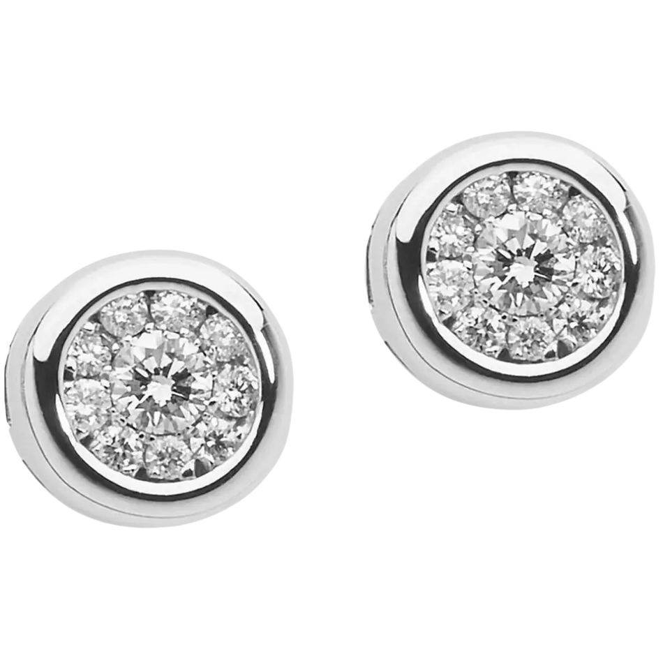 Orecchini Diamanti Pavé COMETE GIOIELLI con diamanti tondi in oro bianco e halo di pavé