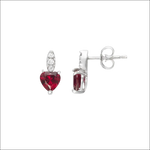 Orecchini Ambrosia AOZ 534 cuore rubino con diamanti in oro bianco