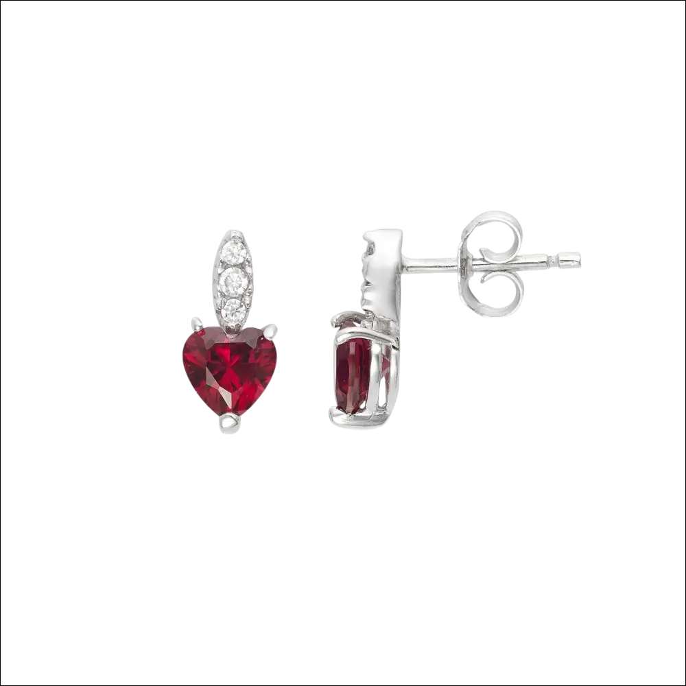 Orecchini Ambrosia AOZ 534 cuore rubino con diamanti in oro bianco