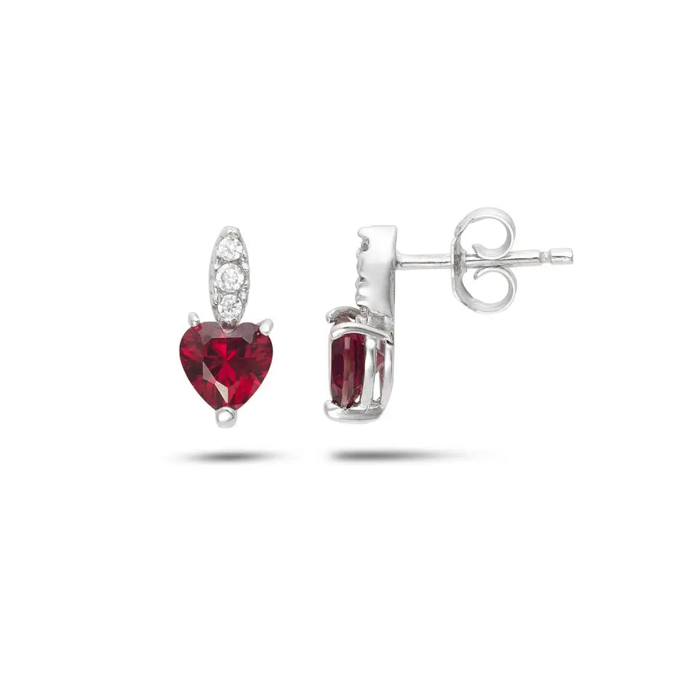 Orecchini oro bianco cuore rosso AMBROSIA AOZ 534 - Gioielleria Bonini