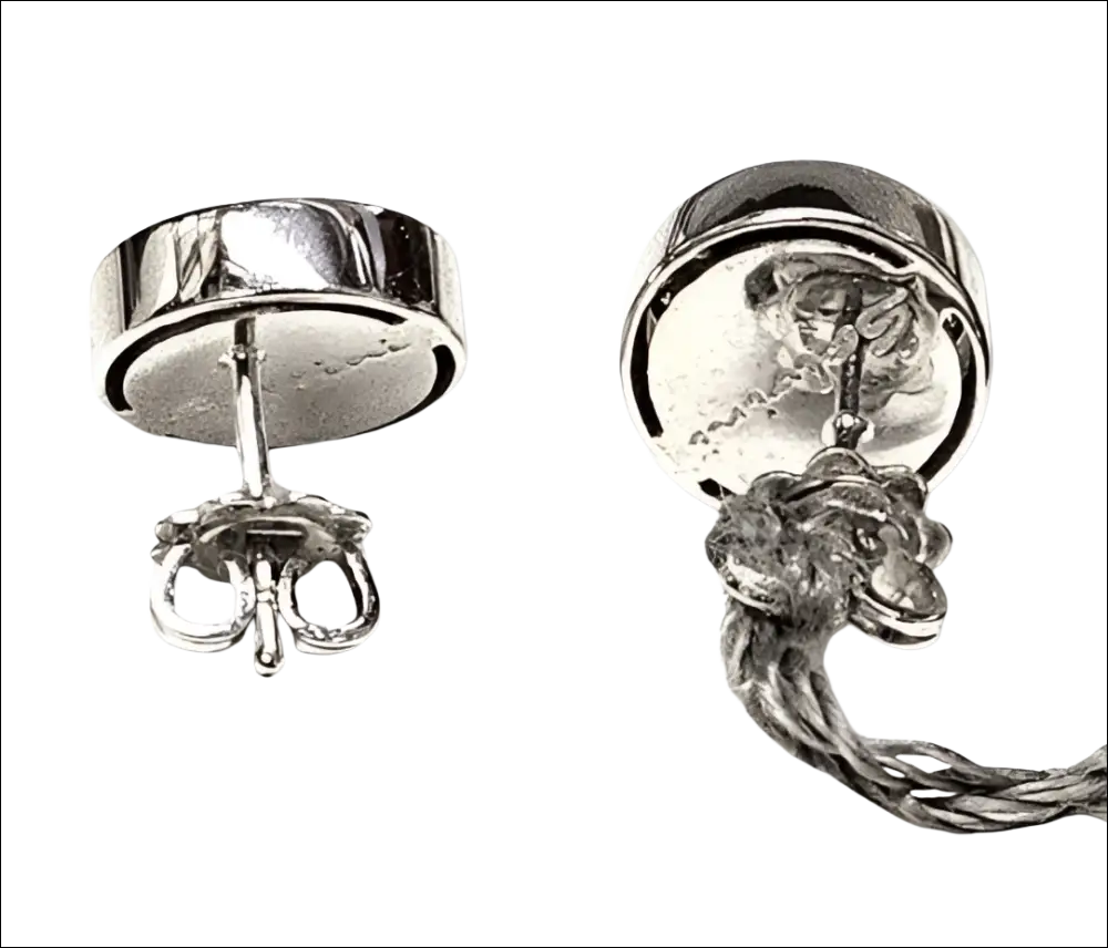 Orecchini Salvini Segreti con testa di leone argento, catena intrecciata