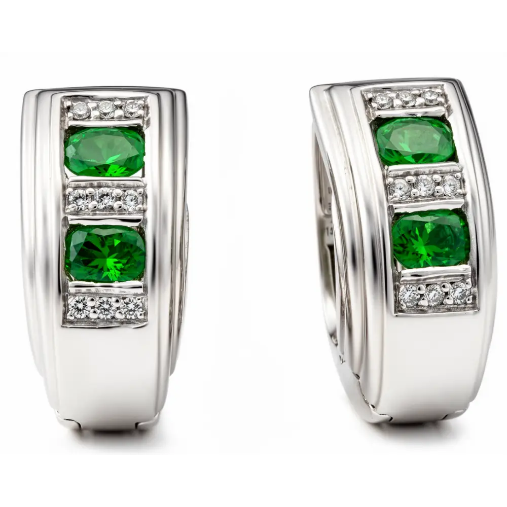 Orecchini Oro bianco, Smeraldi e Diamanti Salvini|bonini-gioielli