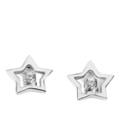 Orecchini stellina in oro bianco con zirconi e pietre chiare, gioielli eleganti