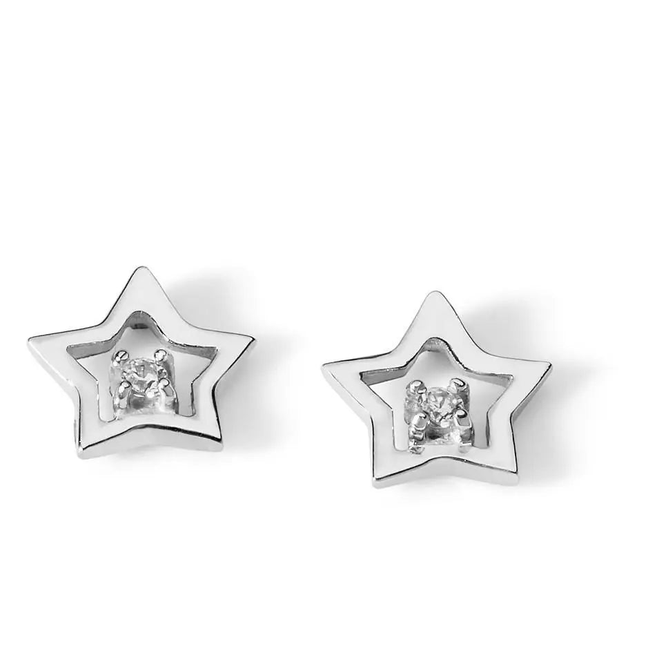 Orecchini oro bianco stellina zircone AOZ 336 AMBROSIA|bonini-gioielli