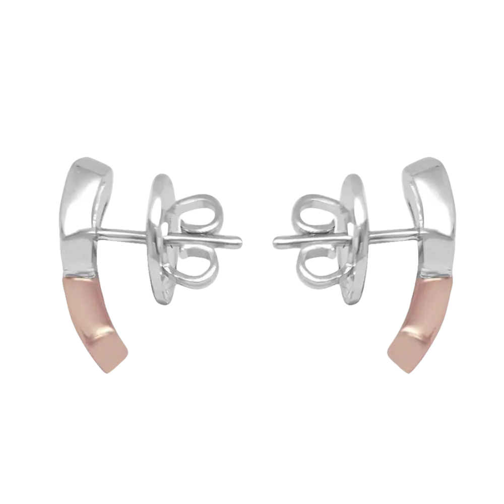 Orecchini Oro e Diamanti Honey Salvini, orecchini a barra curve in argento e oro rosa