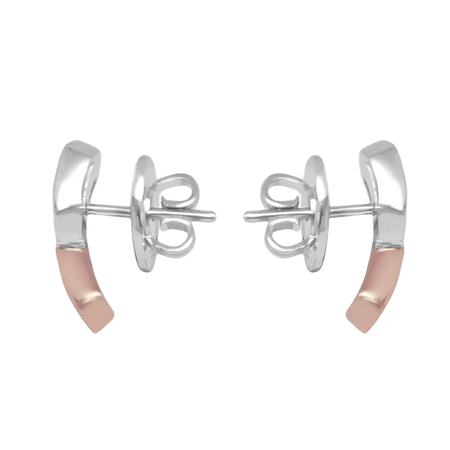 Orecchini Oro e Diamanti Honey Salvini, orecchini a barra curve in argento e oro rosa