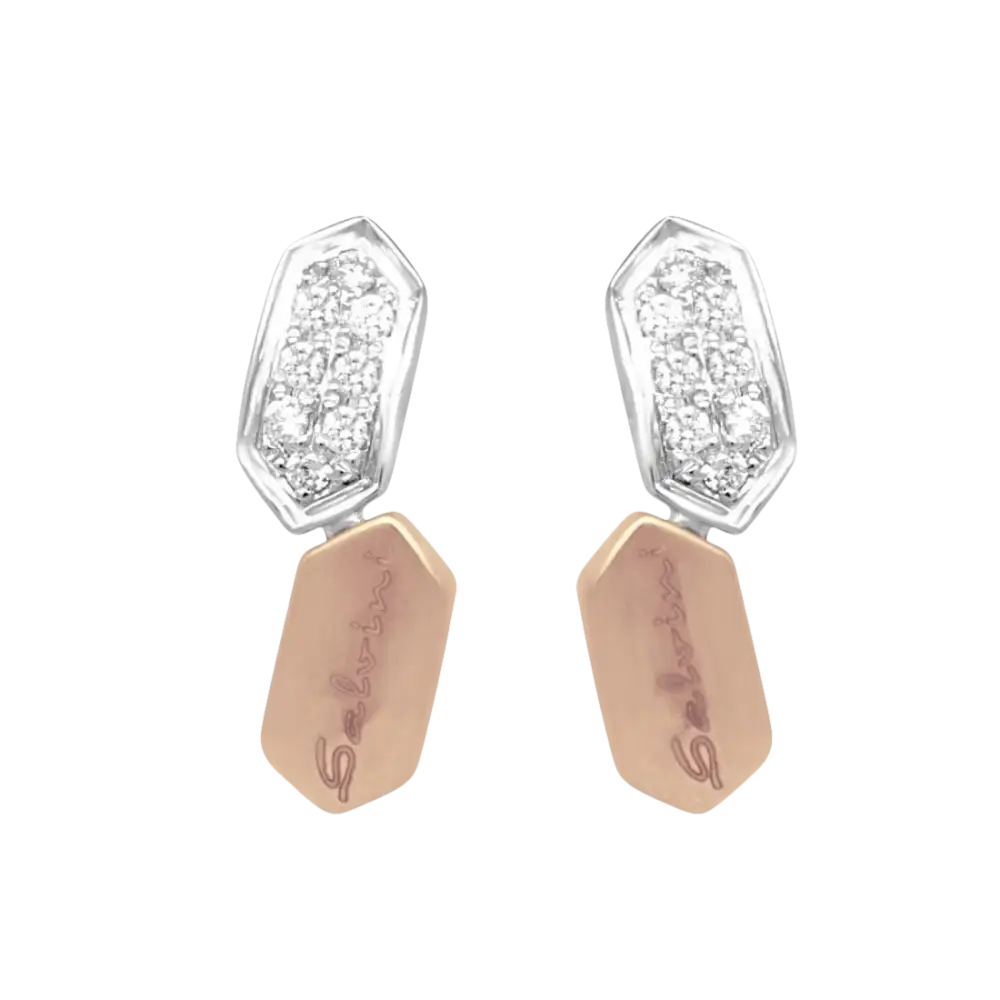 Orecchini Oro e Diamanti Honey Salvini con pendenti bicolore e pavé di diamanti