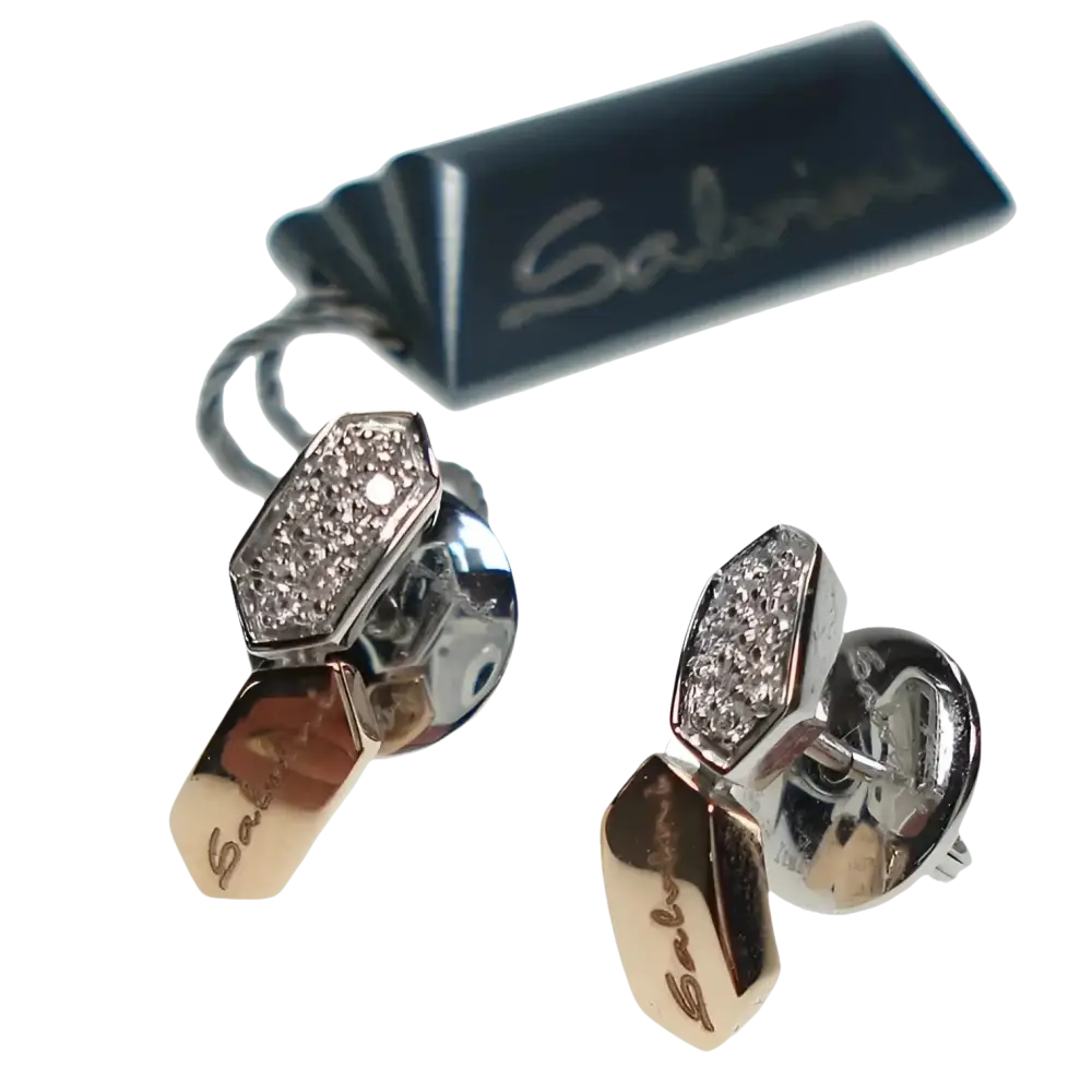 Orecchini Oro e Diamanti Honey Salvini con diamanti pavé e dettagli in oro tono