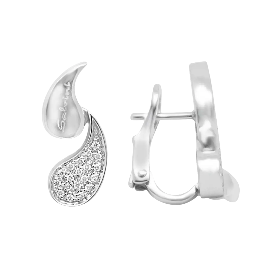 Orecchini Oro e Diamanti Salvini Faville con diamanti pavé e chiusura a leverback