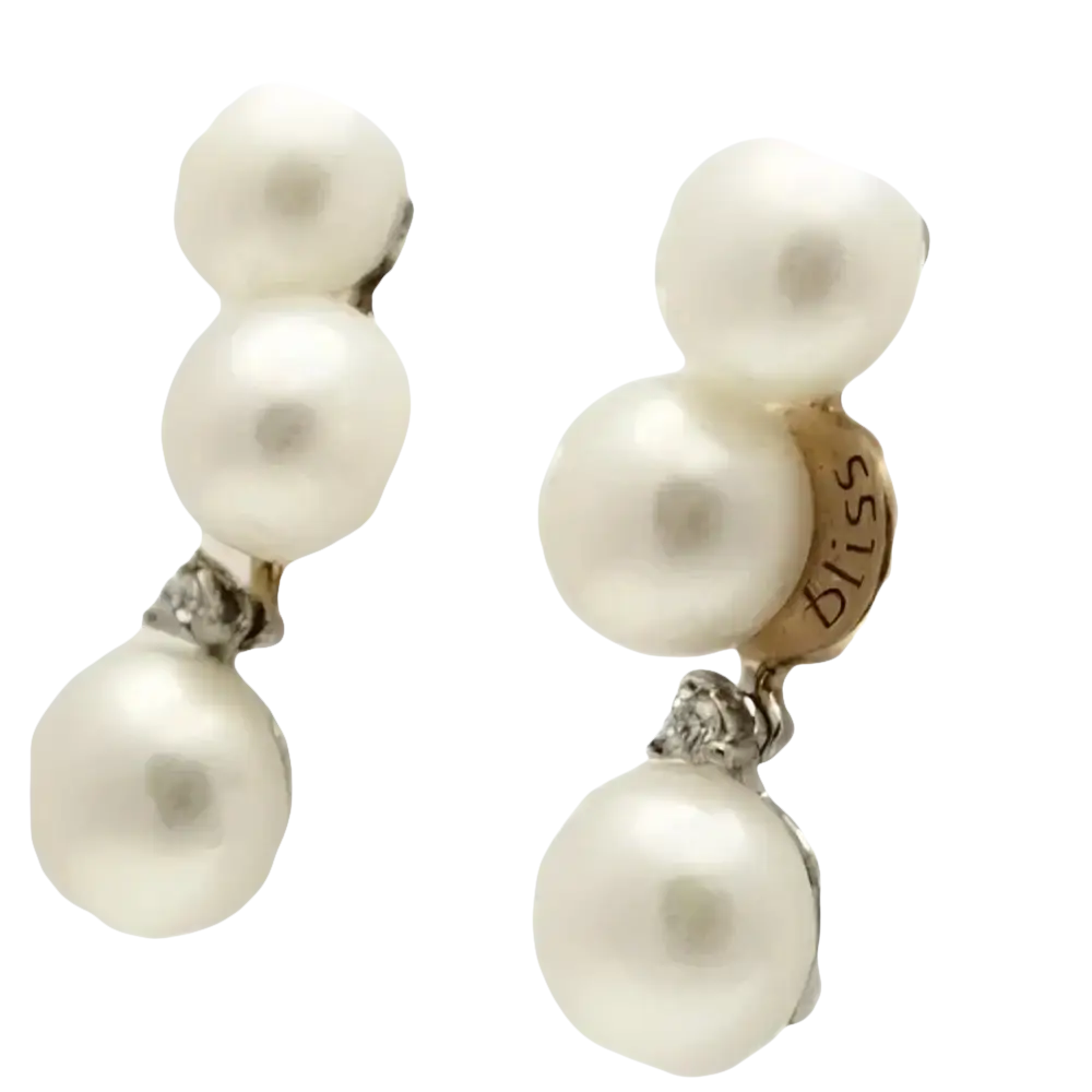 Orecchini Oro Perle e Diamanti Bliss Perle di Luce con gocce di perle, accenti in argento e oro