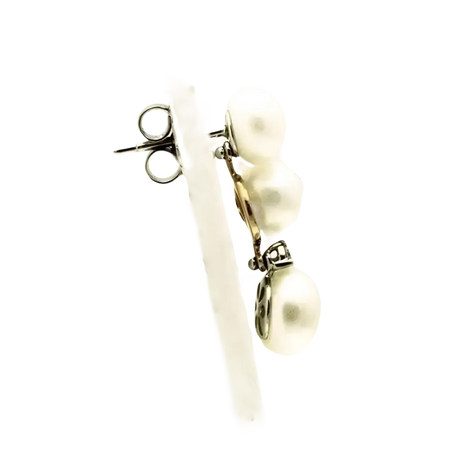 Orecchini oro perle e diamanti Bliss Perle di Luce con monachella a gancio pendente