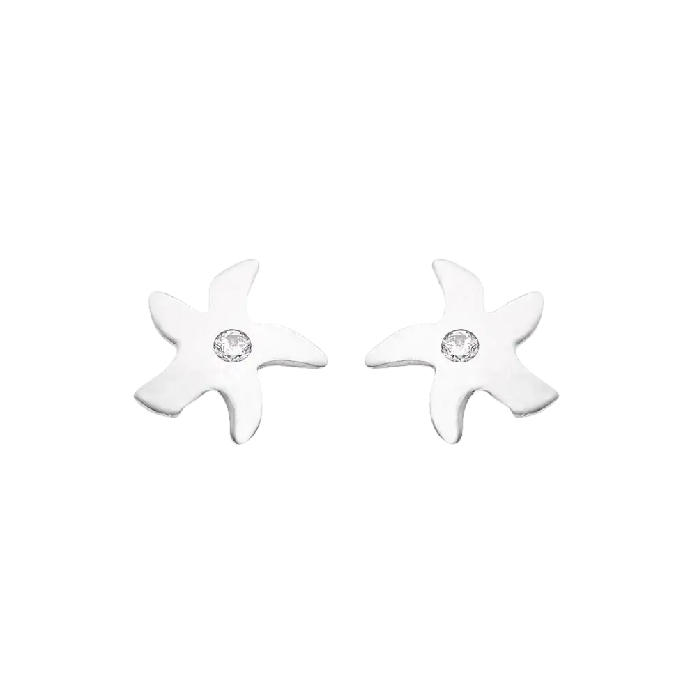 Orecchini in argento a forma di stella marina con zirconi colorati