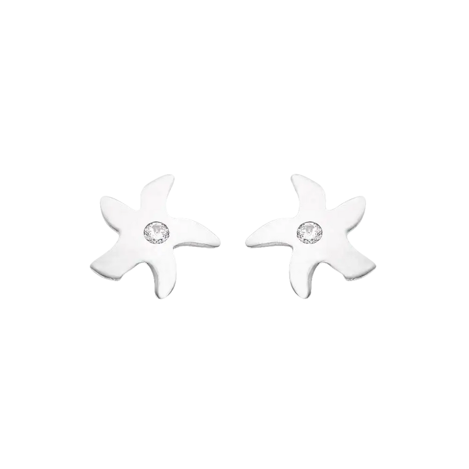 Orecchini in argento a forma di stella marina con zirconi colorati