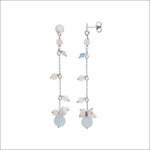 Orecchini pendenti argento acquamarina giada cromatica estate con perle rosa blu trasparenti