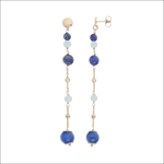 Orecchini pendenti argento con acquamarina, lapislazzuli blu e lavanda