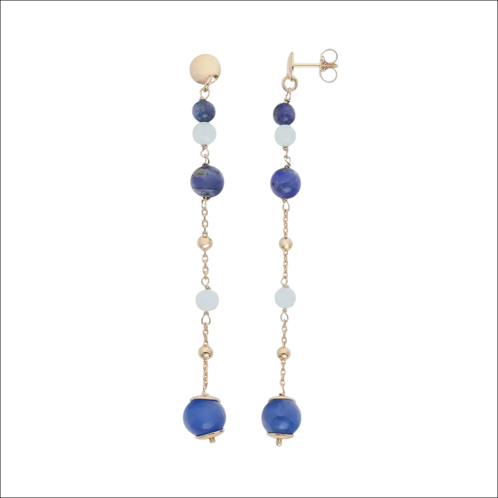 Orecchini pendenti argento con acquamarina, lapislazzuli blu e lavanda