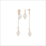 Orecchini pendenti argento rosé con perle bianche a cascata