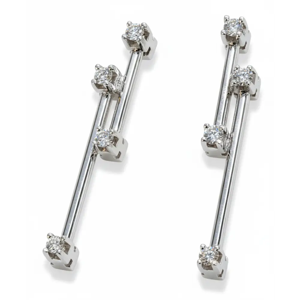 Orecchini pendenti doppia barretta e Diamanti Salvini|bonini-gioielli
