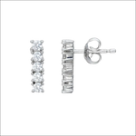 Orecchini pendenti Ambrosia: argento con 5 brillanti in barra verticale elegante