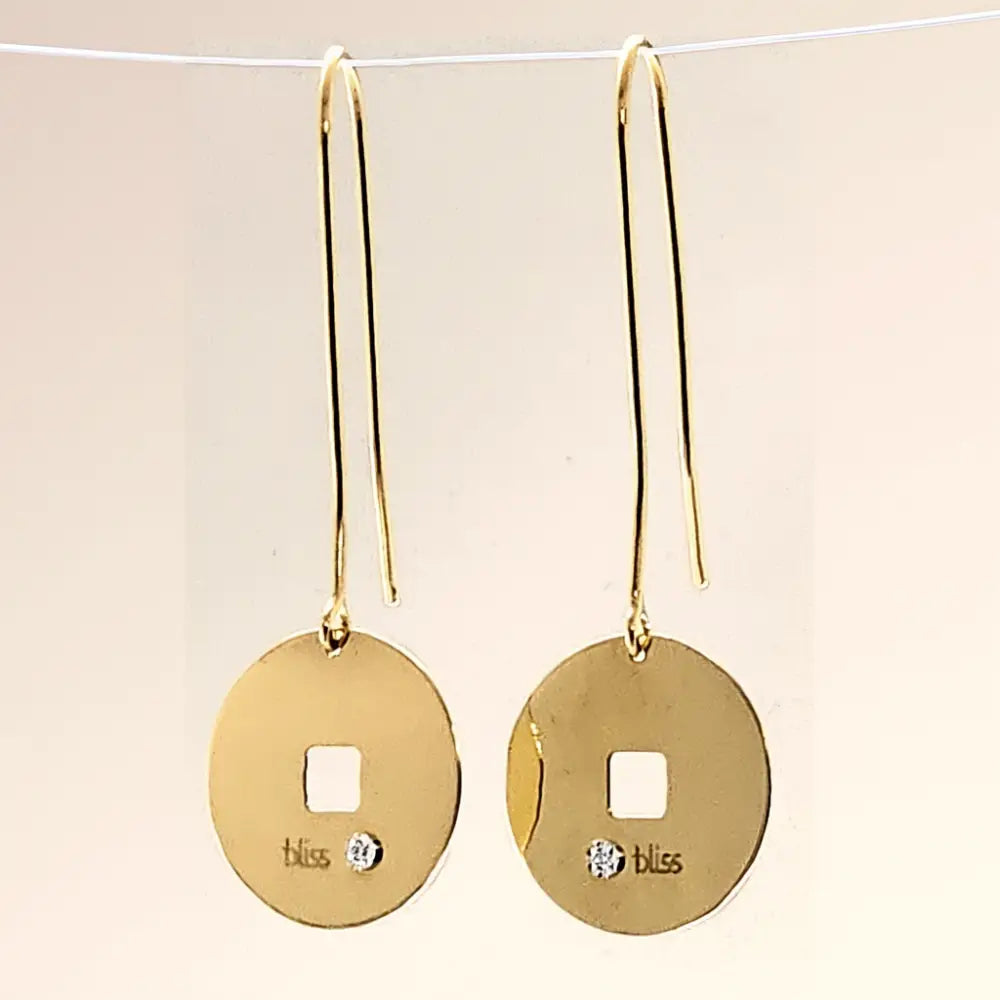 Orecchini pendenti oro giallo con diamante Monete Bliss orecchini
