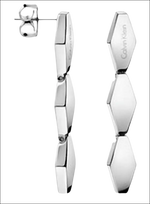 Orecchini pendenti in acciaio inossidabile con tre segmenti a rombo argentati