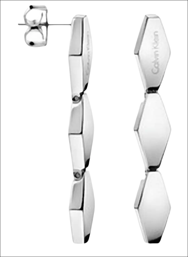 Orecchini pendenti in acciaio inossidabile con tre segmenti a rombo argentati