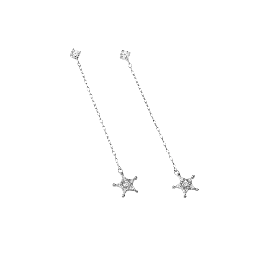 Orecchini pendenti stelle oro zirconi AOZ 321 AMBROSIA con stelle argentate