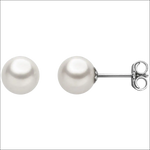 Orecchini perle Akoya oro bianco Comete, perle bianche lustre con post argento