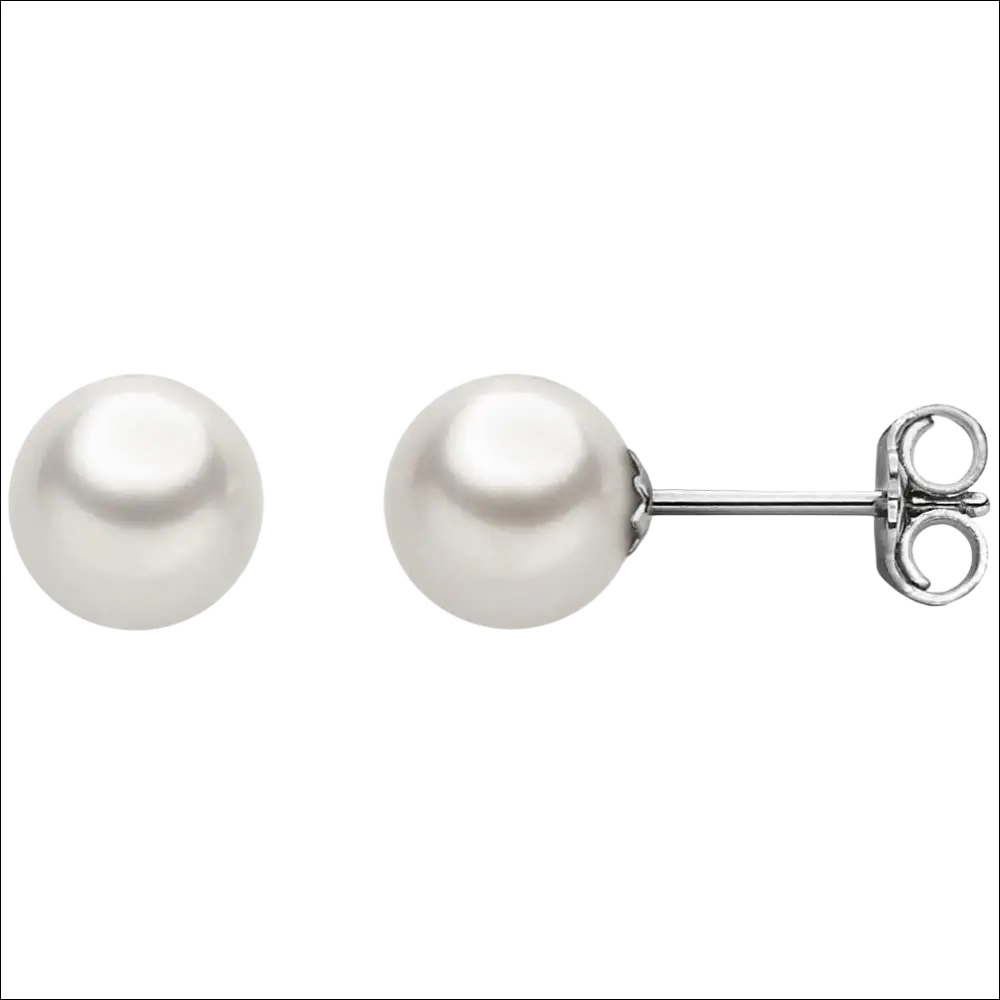 Orecchini perle Akoya oro bianco Comete, perle bianche lustre con post argento