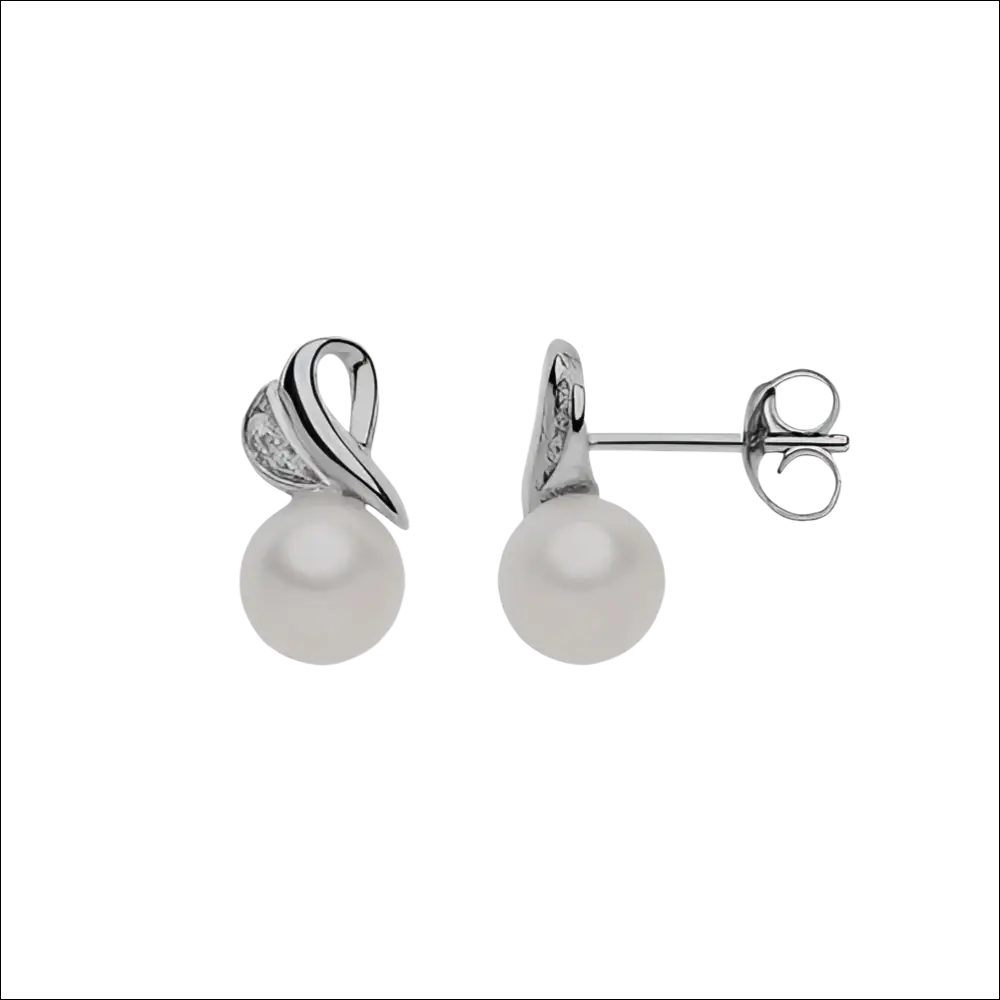 Orecchini Perle e Diamanti Oro Bianco GLP 761 con perle bianche e diamanti