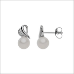 Orecchini Perle e Diamanti Oro Bianco GLP 761 con perle bianche e diamanti