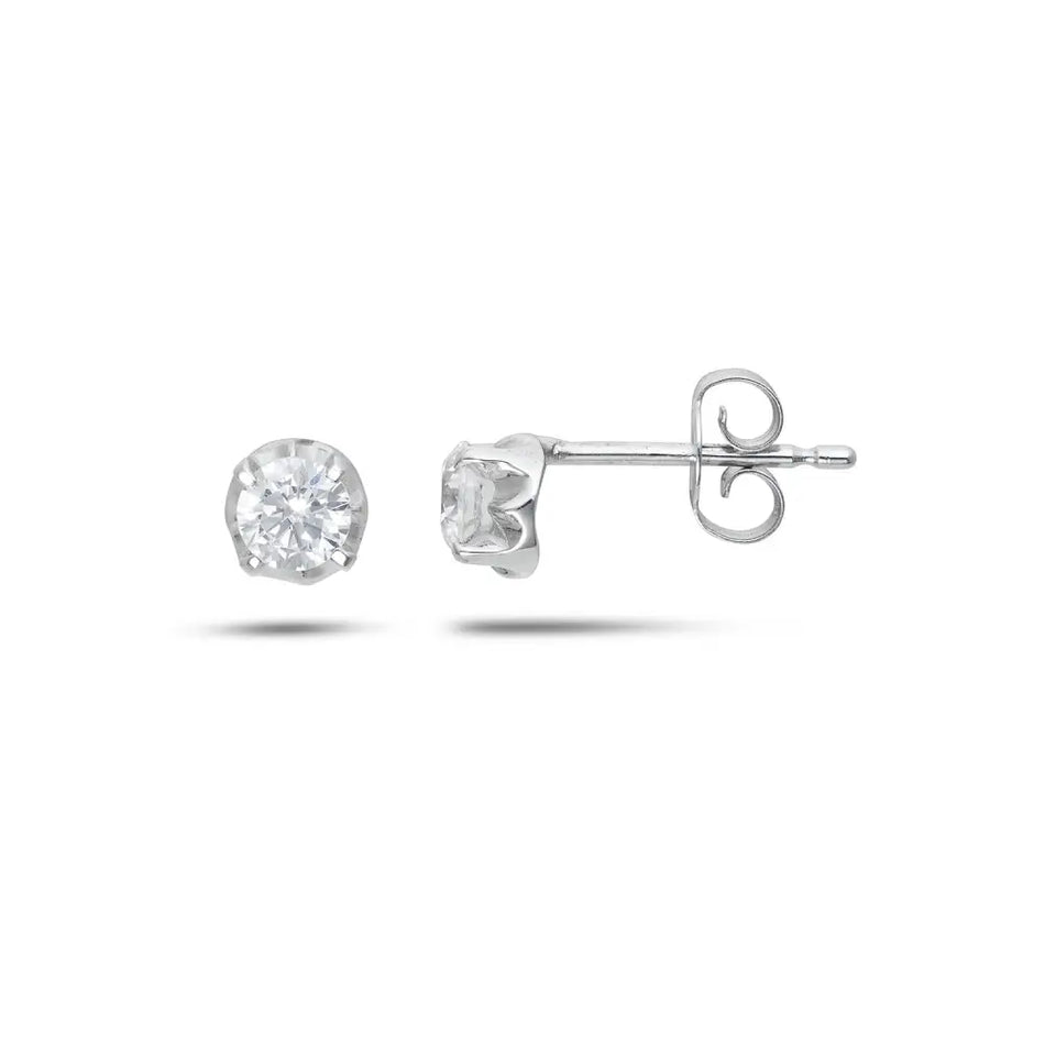 Orecchini Punto Luce Oro Bianco e Zirconi Ambrosia AOZ 526|bonini-gioielli