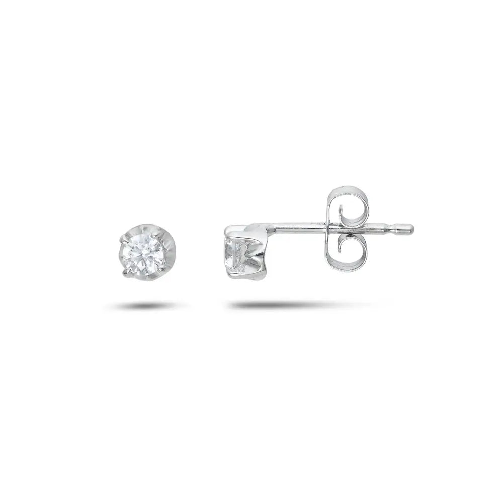 Orecchini Punto Luce Oro Bianco e Zirconi AMBROSIA AOZ 525 - orecchini