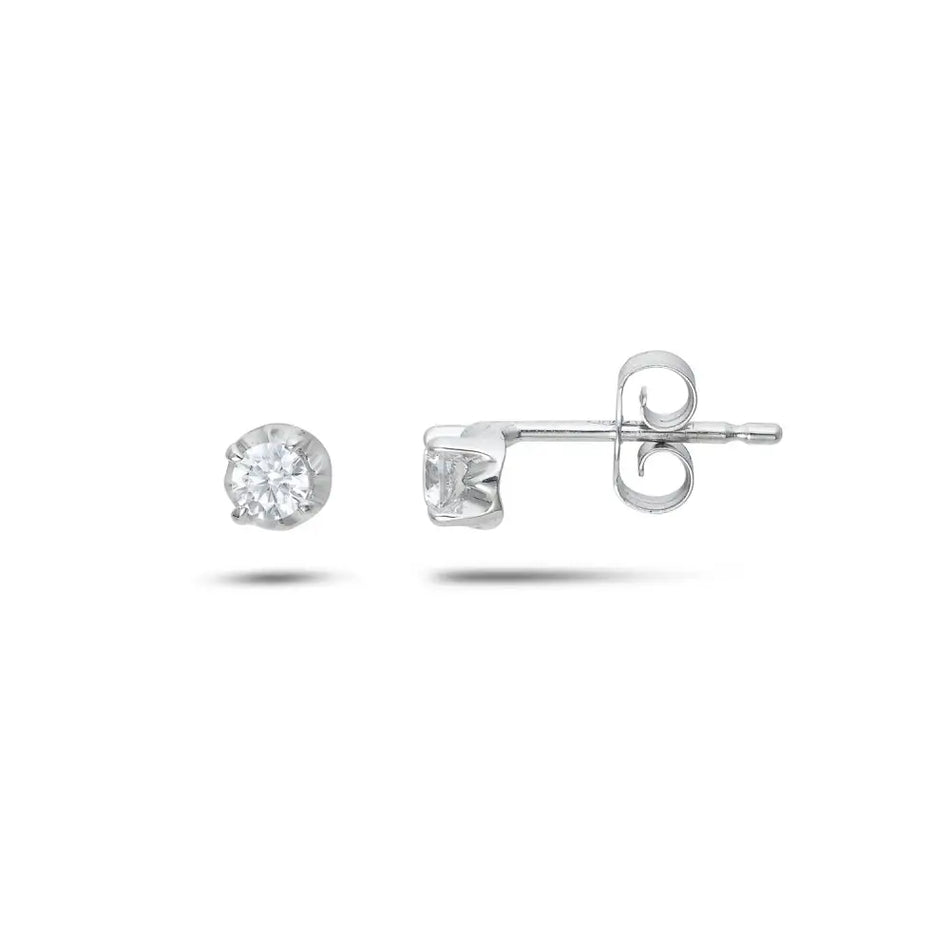 Orecchini Punto Luce Oro Bianco e Zirconi AMBROSIA AOZ 525 - orecchini