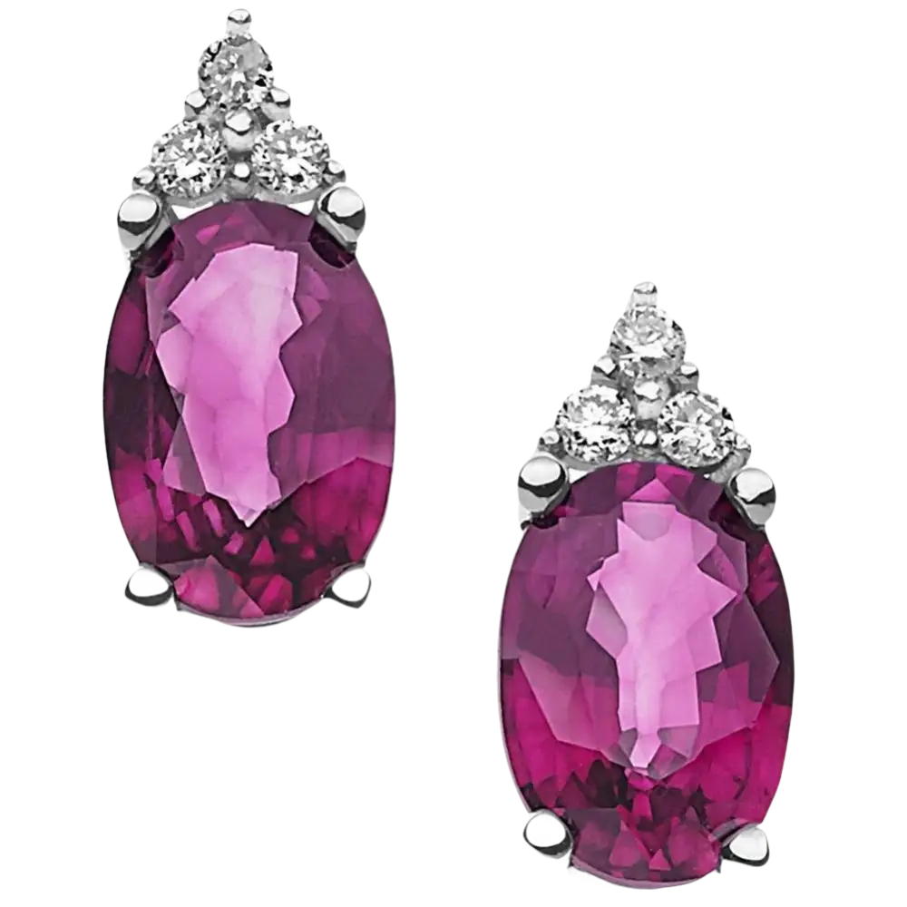 Orecchini Rubini e Diamanti COMETE ORB 776 con orecchini in oro bianco con rhodolite e diamanti