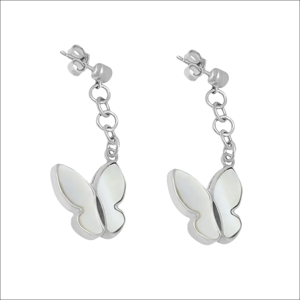 Orecchini pendenti Salvini En Plain Air Farfalle con farfalle in madreperla bianca e argento