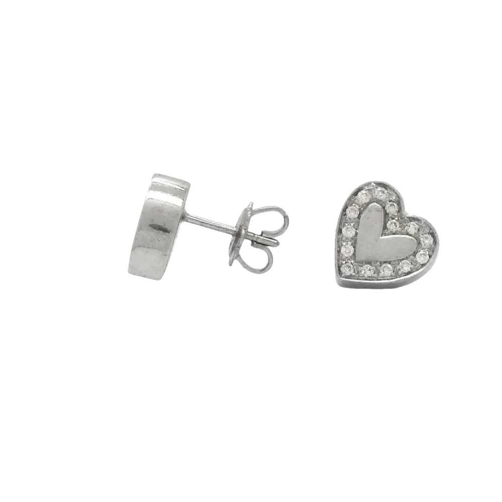 Orecchini Salvini Cuori Oro Bianco e Diamanti con cuori in argento e diamanti pave